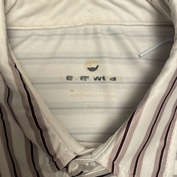 Levelwear men’s golf shirt white with black and taupe stripe - Picture 3 of 5